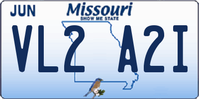 MO license plate VL2A2I