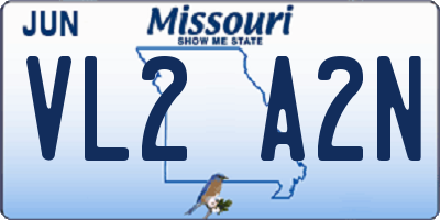 MO license plate VL2A2N
