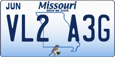 MO license plate VL2A3G