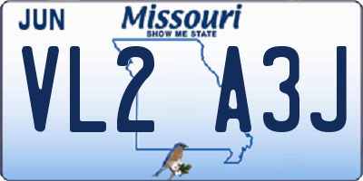 MO license plate VL2A3J