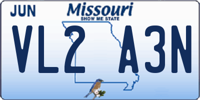 MO license plate VL2A3N