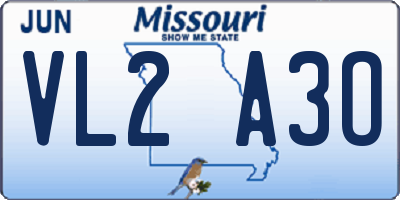 MO license plate VL2A3O