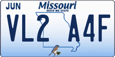 MO license plate VL2A4F