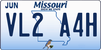 MO license plate VL2A4H
