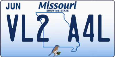 MO license plate VL2A4L