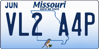 MO license plate VL2A4P