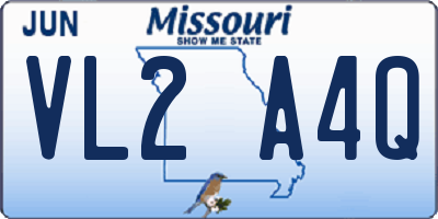 MO license plate VL2A4Q