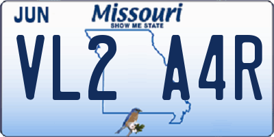 MO license plate VL2A4R