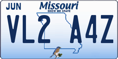 MO license plate VL2A4Z