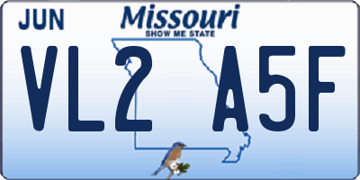MO license plate VL2A5F