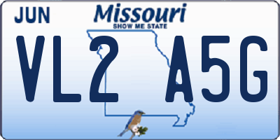 MO license plate VL2A5G