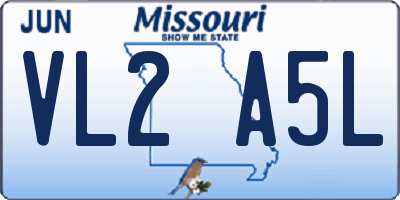 MO license plate VL2A5L