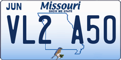 MO license plate VL2A5O