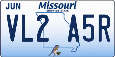 MO license plate VL2A5R