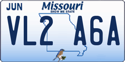MO license plate VL2A6A