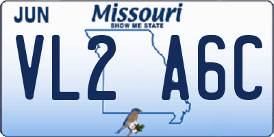 MO license plate VL2A6C