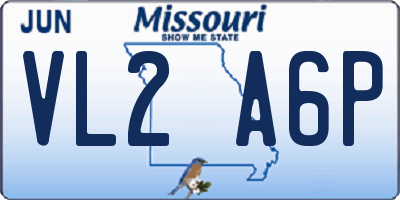 MO license plate VL2A6P