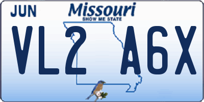 MO license plate VL2A6X