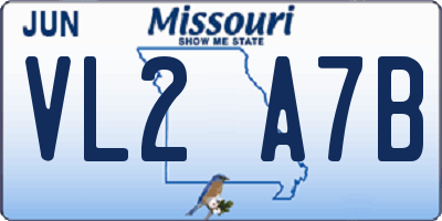 MO license plate VL2A7B