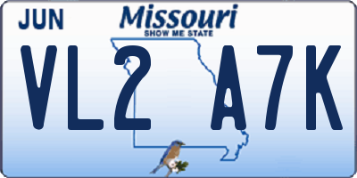 MO license plate VL2A7K