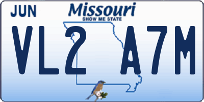 MO license plate VL2A7M