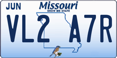 MO license plate VL2A7R