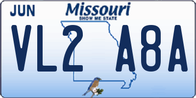 MO license plate VL2A8A