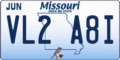 MO license plate VL2A8I