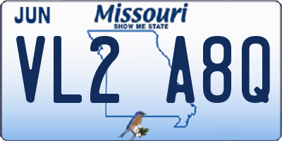MO license plate VL2A8Q
