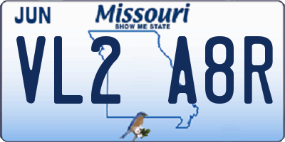 MO license plate VL2A8R