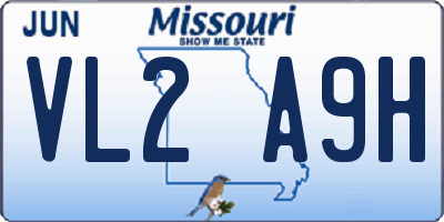 MO license plate VL2A9H