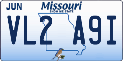 MO license plate VL2A9I