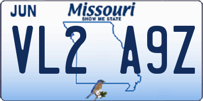 MO license plate VL2A9Z