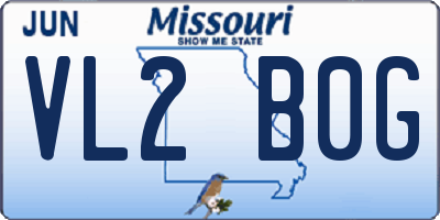 MO license plate VL2B0G