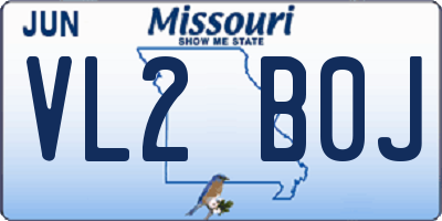 MO license plate VL2B0J