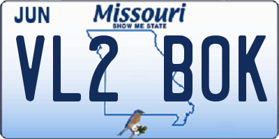 MO license plate VL2B0K