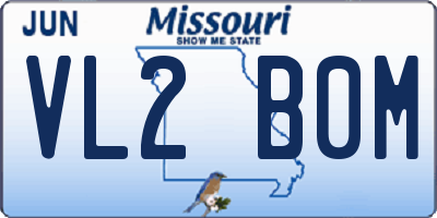 MO license plate VL2B0M