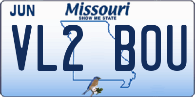 MO license plate VL2B0U