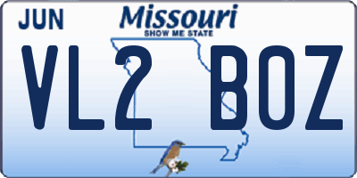 MO license plate VL2B0Z