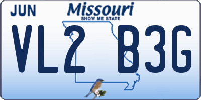 MO license plate VL2B3G