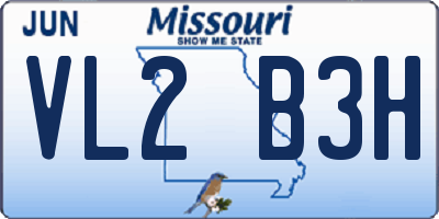 MO license plate VL2B3H