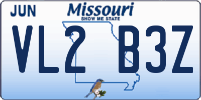 MO license plate VL2B3Z