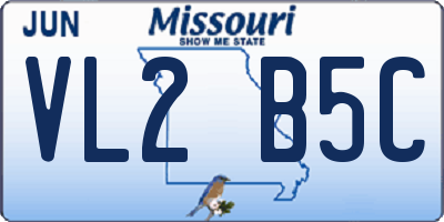 MO license plate VL2B5C