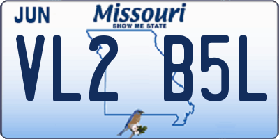 MO license plate VL2B5L