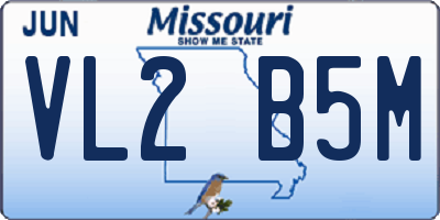 MO license plate VL2B5M
