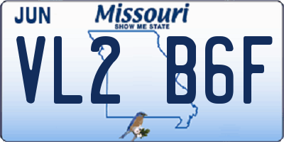 MO license plate VL2B6F
