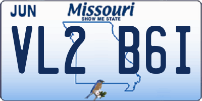 MO license plate VL2B6I