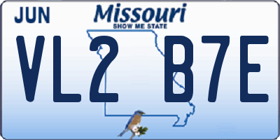 MO license plate VL2B7E