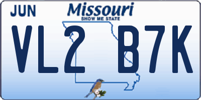 MO license plate VL2B7K