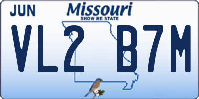 MO license plate VL2B7M